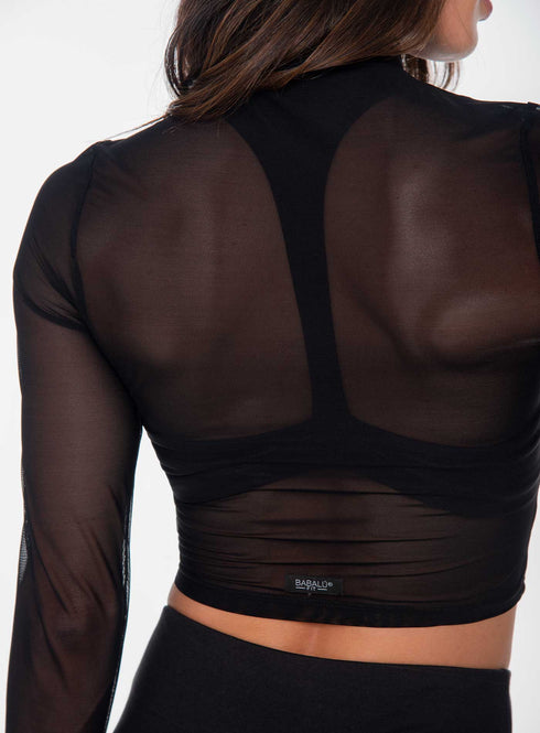 Blusa Fruncida Manga Larga Semi Transparente Babalú Talla S 111533